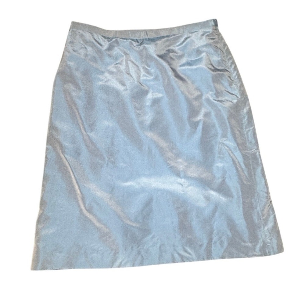 KOR Michael Kors Silk Skirt Light Blue Metallic Knee Length Made in USA  Y2K  6